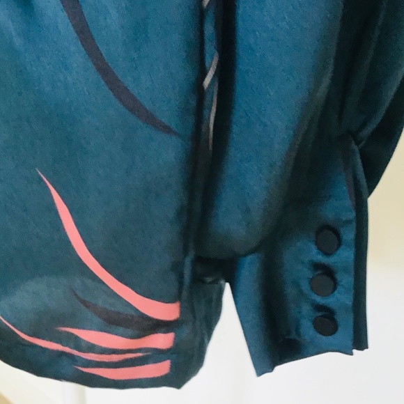 ZARA fits size S-M silky jacket blouse in dark green with floral pattern - Picture 4 of 11